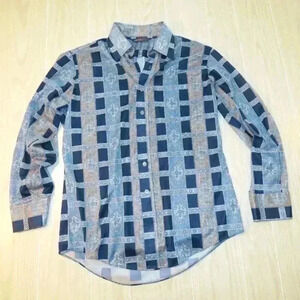 Vintage Kingsport Shirt 80s Striped Medallion 100% Polyester M